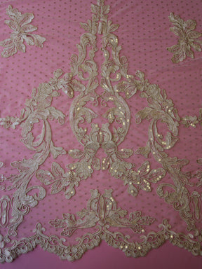 Dentelle Brodée Champagne - Sable