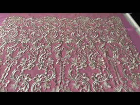 Dentelle brodée ivoire sur tulle nude - Elke