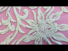 Dentelle de broderie perlée ivoire - Elsie