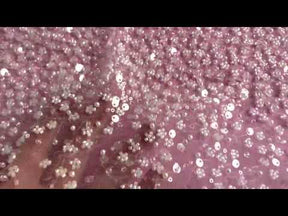 Tulle ivoire pailleté et perlé - Kenza