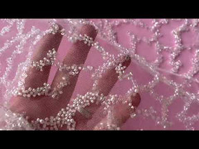 Tulle ivoire pailleté et perlé - Denise