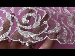 Dentelle Broderie Perlée Ivoire - Meline