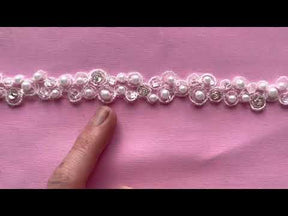 Bordure en dentelle perlée ivoire - Sage