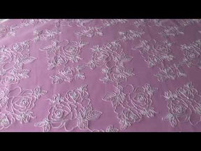 Dentelle Brodée Ivoire - Rose