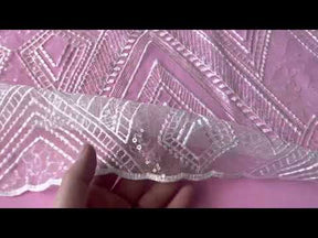 Dentelle brodée à paillettes ivoire - Lamborga