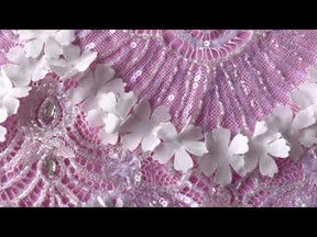 Dentelle Raschel ivoire pâle perlée à la main - Cheryldene