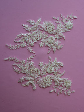 Appliques en dentelle ivoire perlée – Nicole