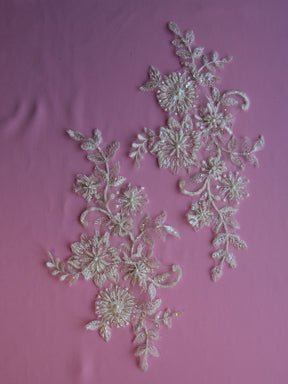 Appliques en dentelle ivoire perlée - Savannah