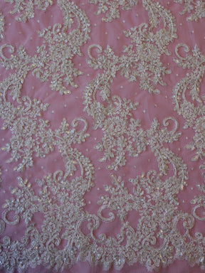 Dentelle Perlée et Cordonnée Ivoire - Bobbi