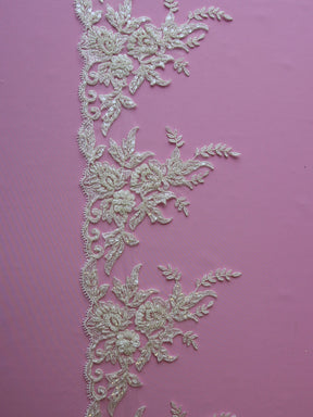 Bordure en dentelle ivoire perlée – Nicole