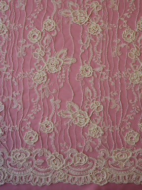Dentelle Ivoire Cordonnée et Perlée – Rochelle