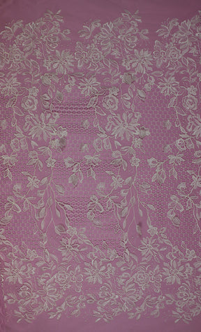 Dentelle Treillis Brodée Ivoire - Kiri