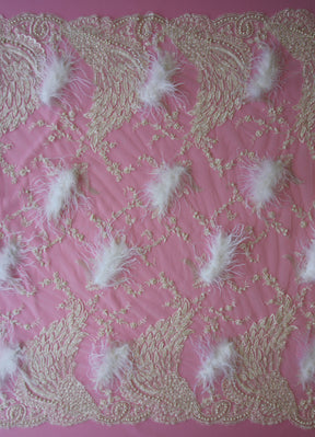 Dentelle Ivoire Perlée et Plumes Blanches - Chantelle
