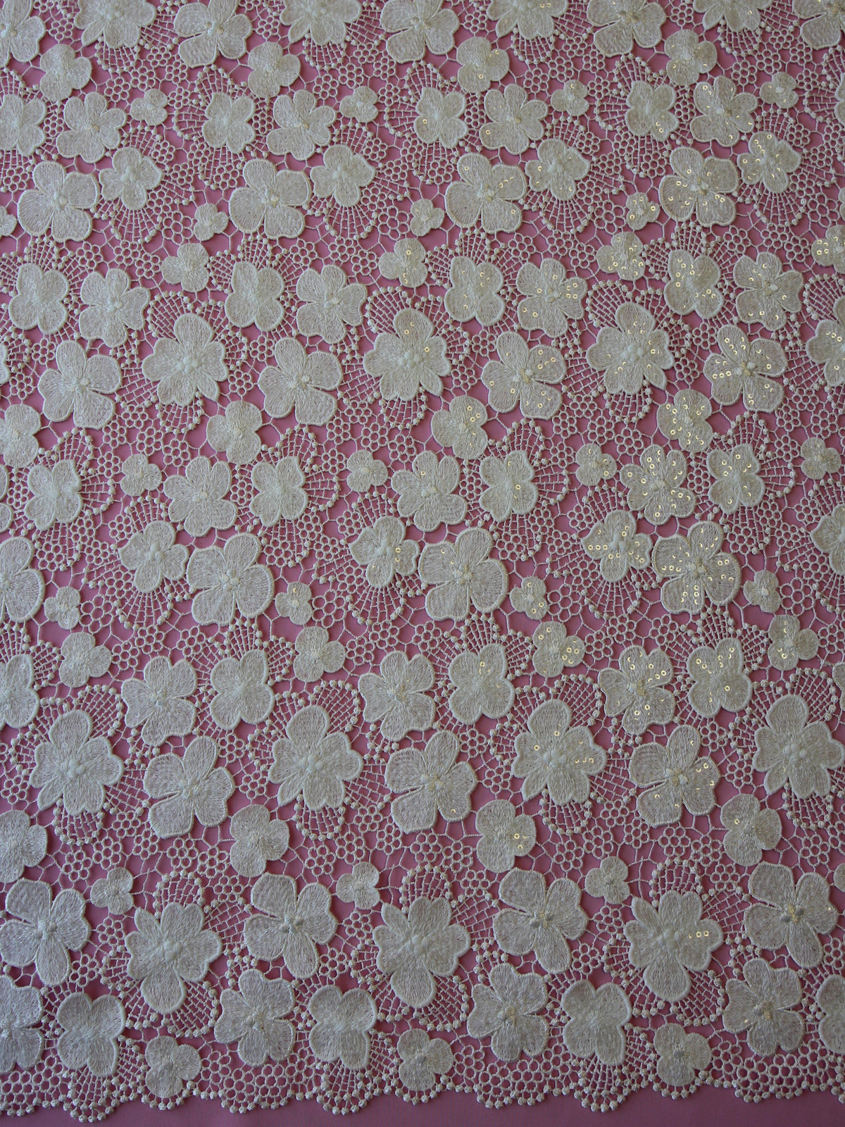 Dentelle Guipure Paillettes Ivoire - Zariah