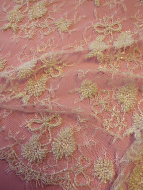 Dentelle Chantilly Ivoire Perlée Main - Evangeline