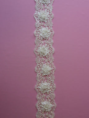 Bordure en dentelle florale ivoire - Clematis