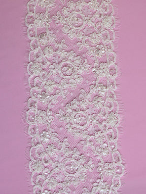 Bordure en dentelle ivoire cordée et perlée – Polly