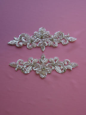 Appliques en dentelle ivoire à sequins - Indiana