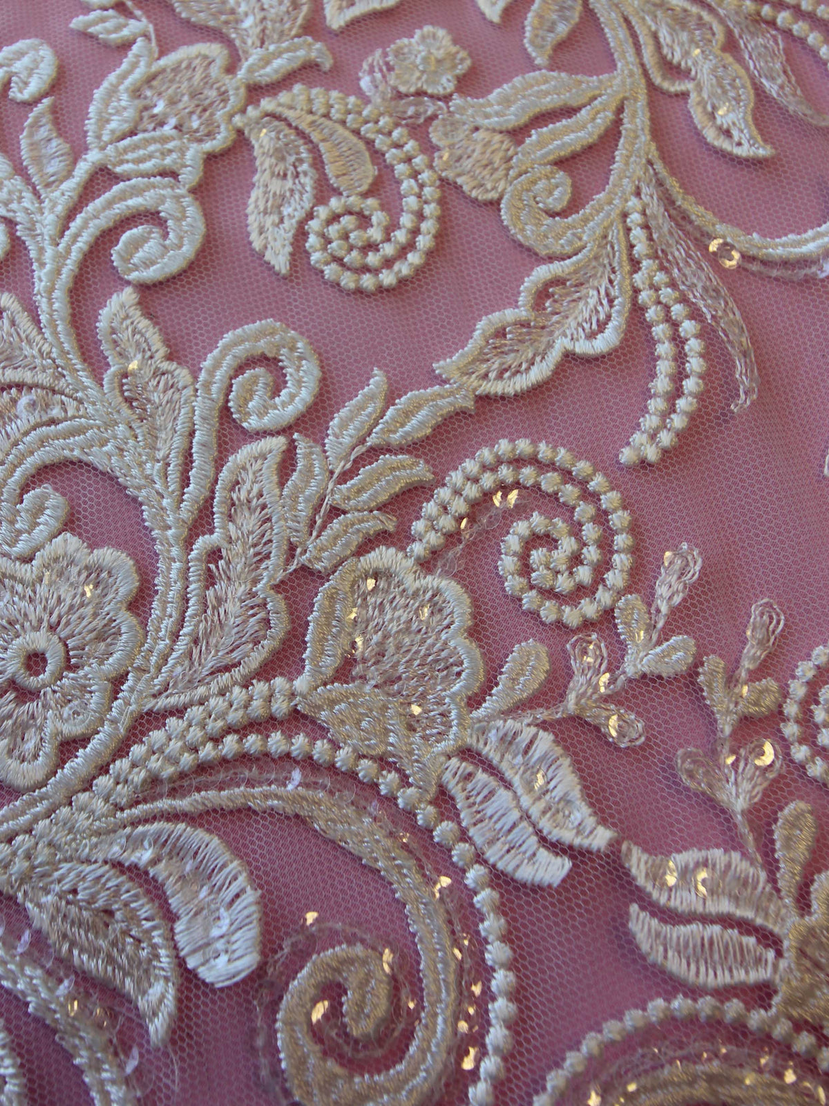 Dentelle Broderie Paillettes Ivoire - Bijou