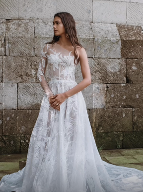 Dentelle à broderie de paillettes ivoire - Raya