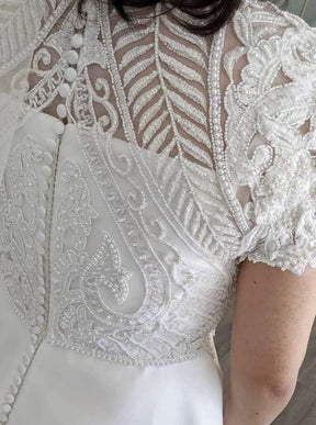 Dentelle perlée à la main ivoire - Jaxton