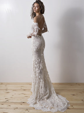 Dentelle Treillis Brodée Ivoire - Kiri