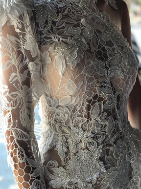 Dentelle Treillis Brodée Ivoire - Kiri