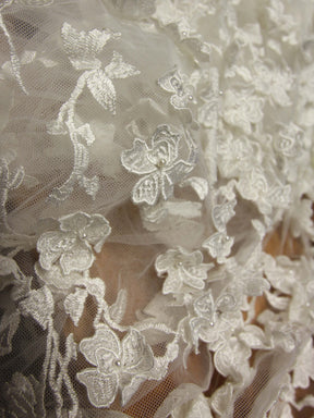 Dentelle Broderie 3D Ivoire - Magdalana