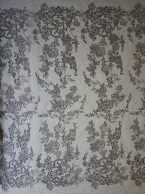 Dentelle Broderie Gris Étain - Garbo