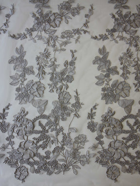 Dentelle Broderie Gris Étain - Garbo