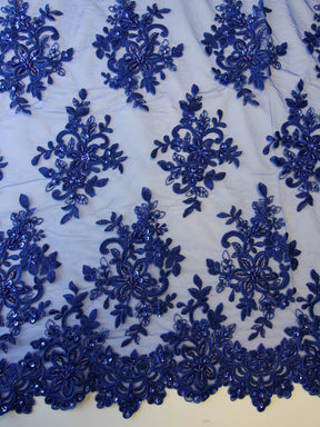 Dentelle Perlée Bleu Royal - Kady