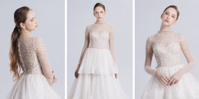 Tulle pailleté et perlé ivoire - Sensilla