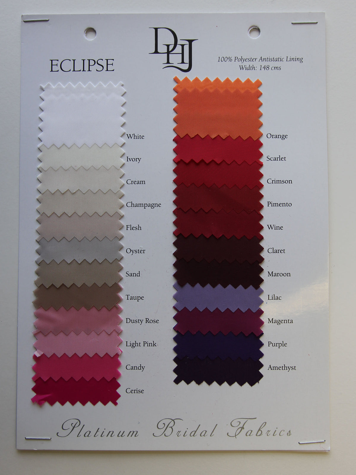 Carte d'échantillon de doublure antistatique en Polyester - Eclipse