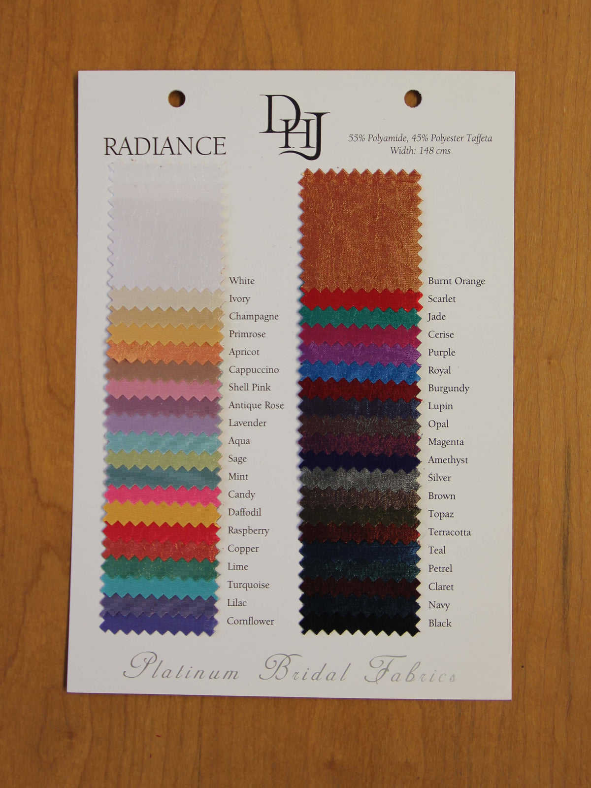 Carte à nuances de satins en polyester - Radiance