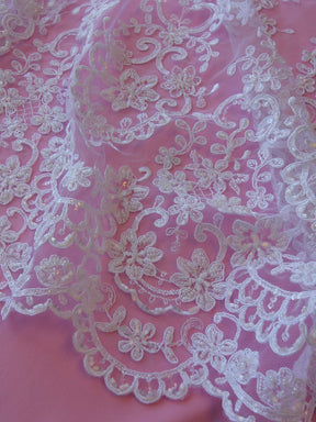 Dentelle Perlée Blanche - Alexandra