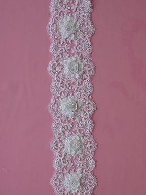 Bordure en dentelle florale Blanche- Clematis