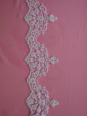 Bordure en dentelle blanche perlée - Sophia