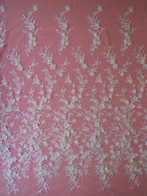 Dentelle 3D brodée blanche - Abiona